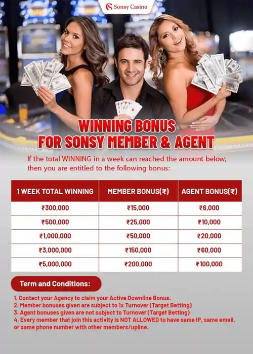 Winning Bonus for Sonsy Member & Agent